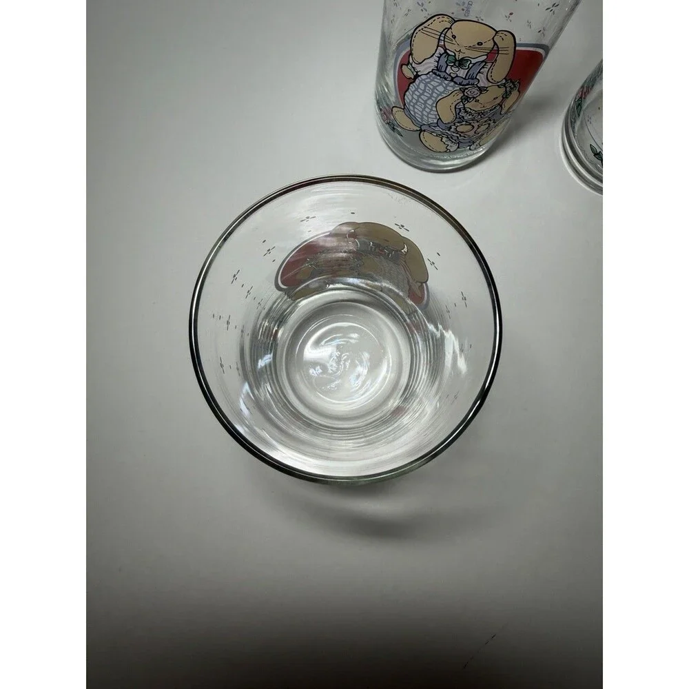 VTG‎ B&D Country Bunny Glass Tumblers Set of 7 - 1990s Cottagecore Rabbit Glass